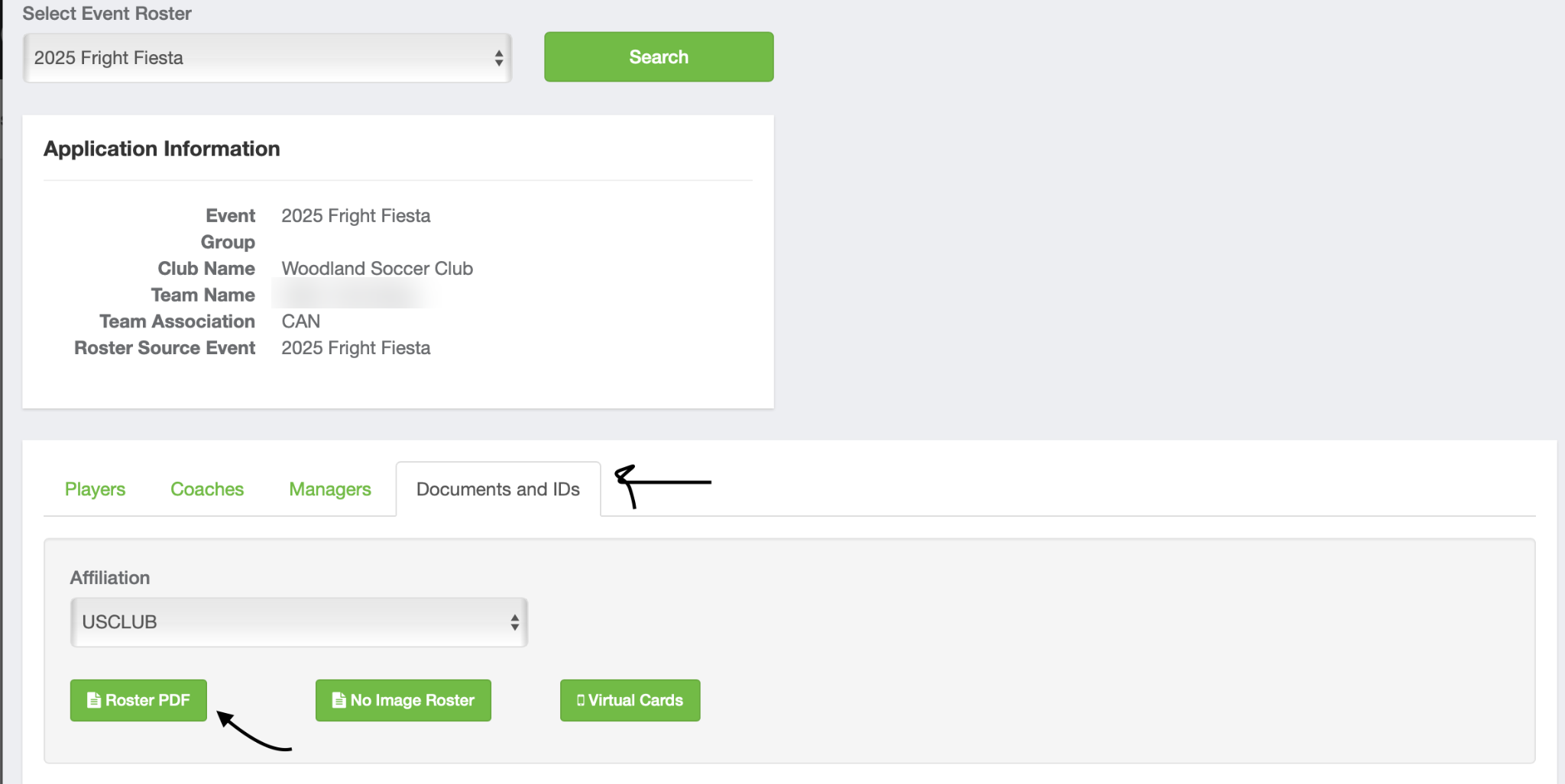 Open Documents and IDs and select Roster PDF.